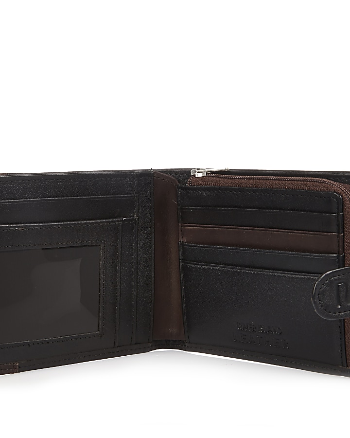 Black leather chevron block wallet