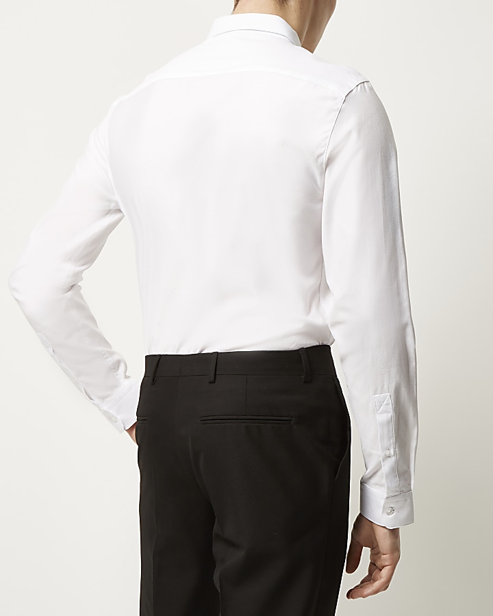 White textured slim fit shirt