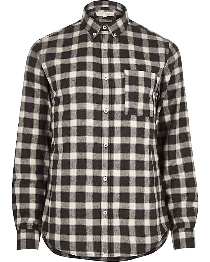 Brown check soft flannel shirt