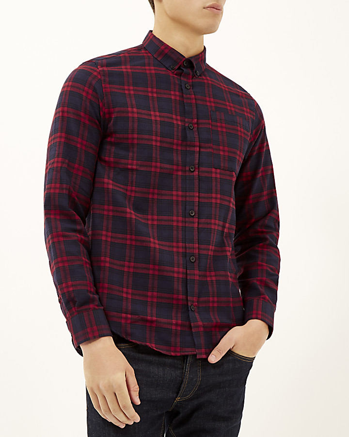 Red check soft flannel shirt