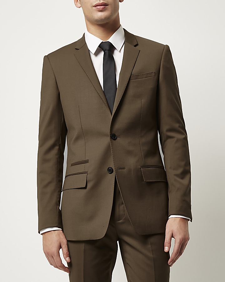 Brown skinny suit jacket