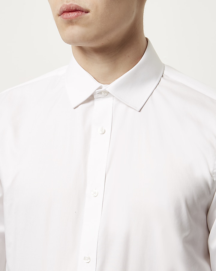 White twill slim fit shirt