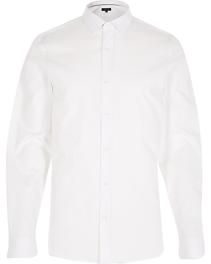 White twill slim fit shirt
