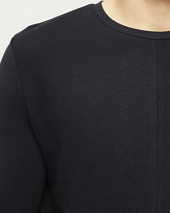 Navy textured block sweatshirt