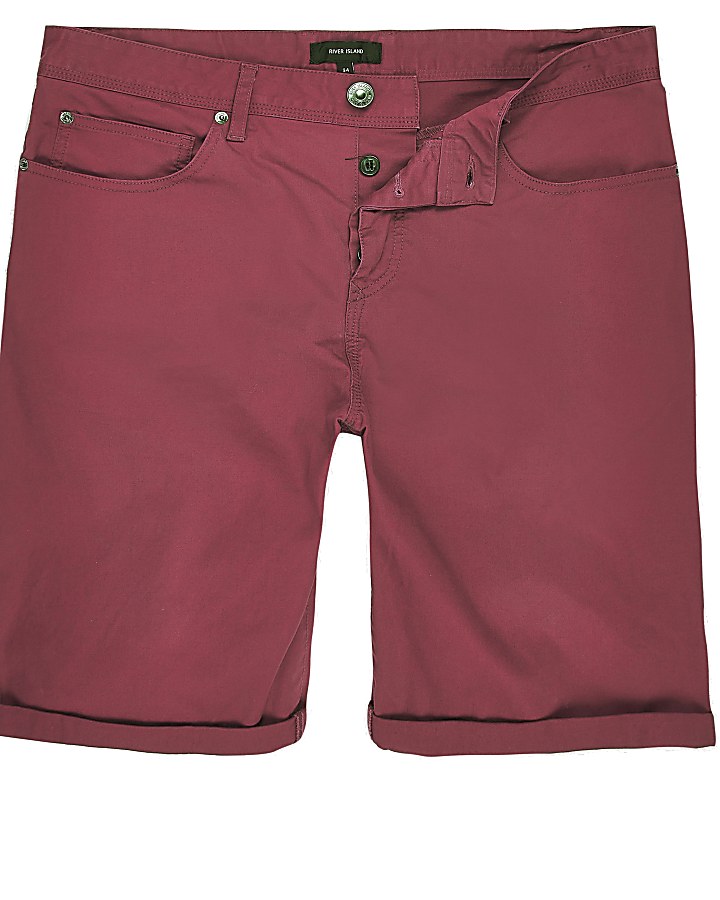 Red slim fit shorts