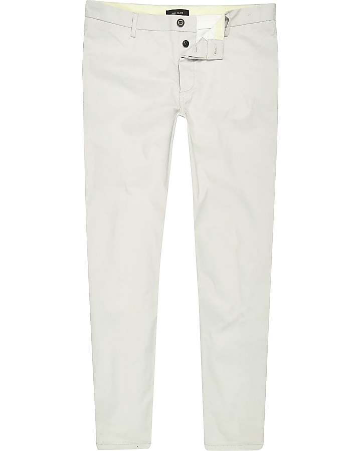 Grey stretch slim chino trousers