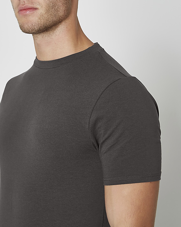 Grey muscle fit T-shirt