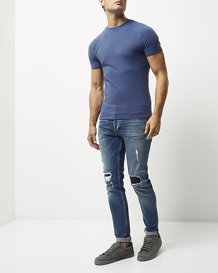 Navy muscle fit T-shirt