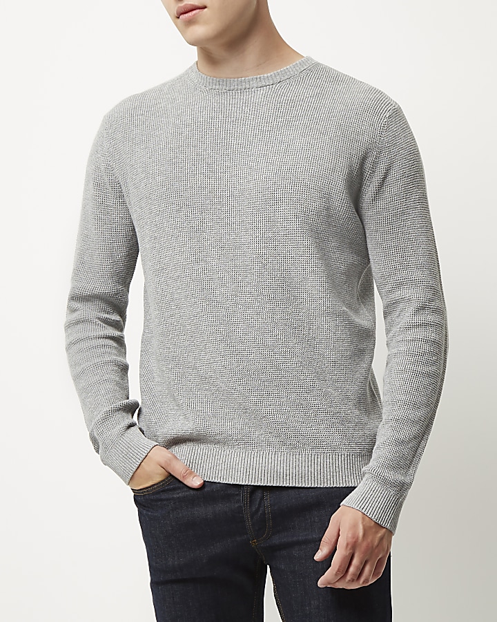 Grey textured jumper