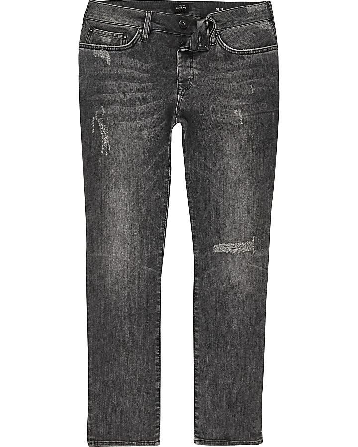 Grey distressed Dylan slim fit jeans