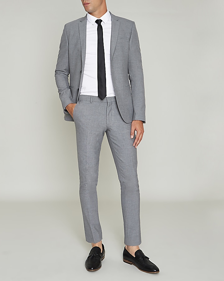 Grey super skinny suit trousers