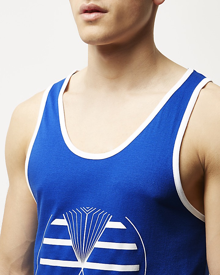 Blue sports print vest