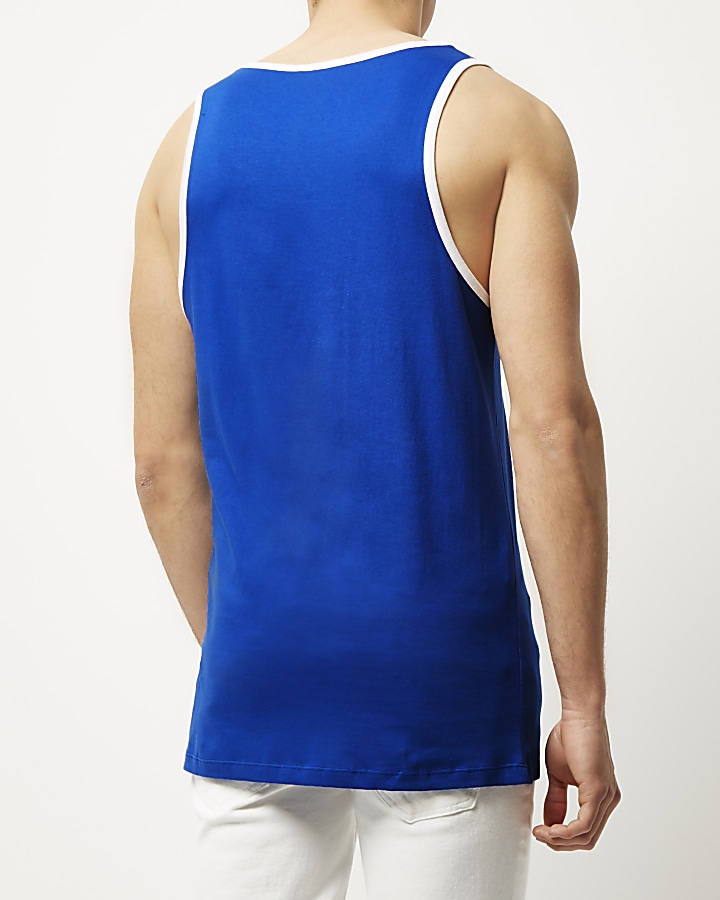 Blue sports print vest