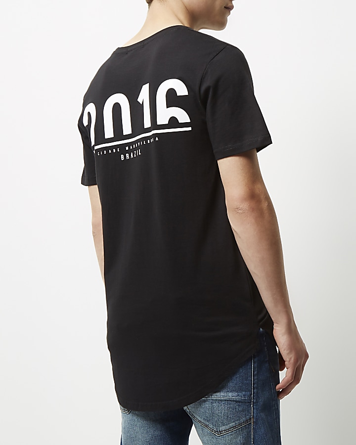 Black Rio Brazil print longline T-shirt