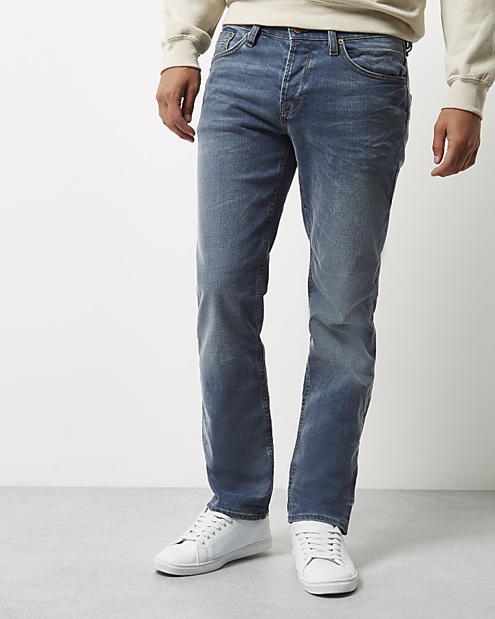 Mid blue wash Dean straight jeans