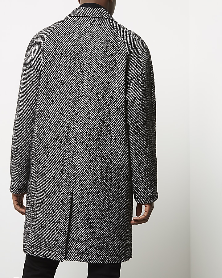 Grey herringbone oversized coat