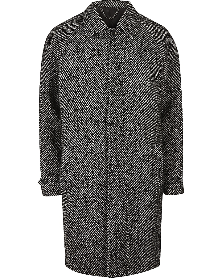 Grey herringbone oversized coat
