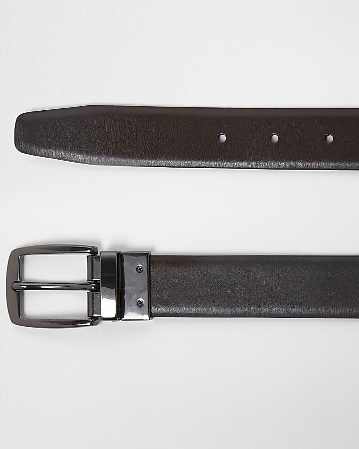 Black textured reversible belt