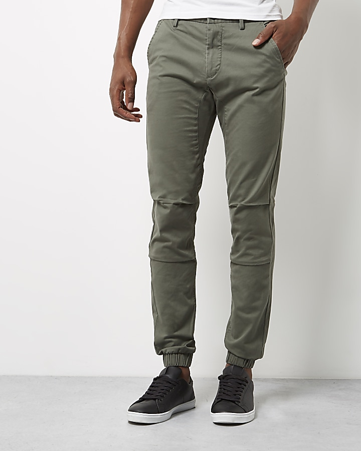 Green tapered cotton joggers