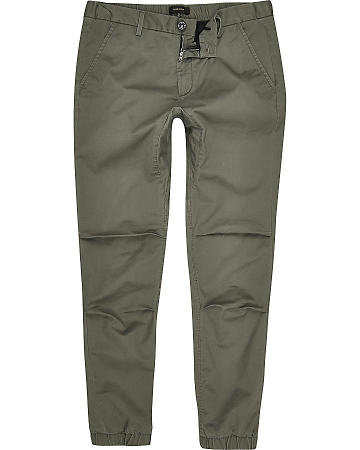 Green tapered cotton joggers
