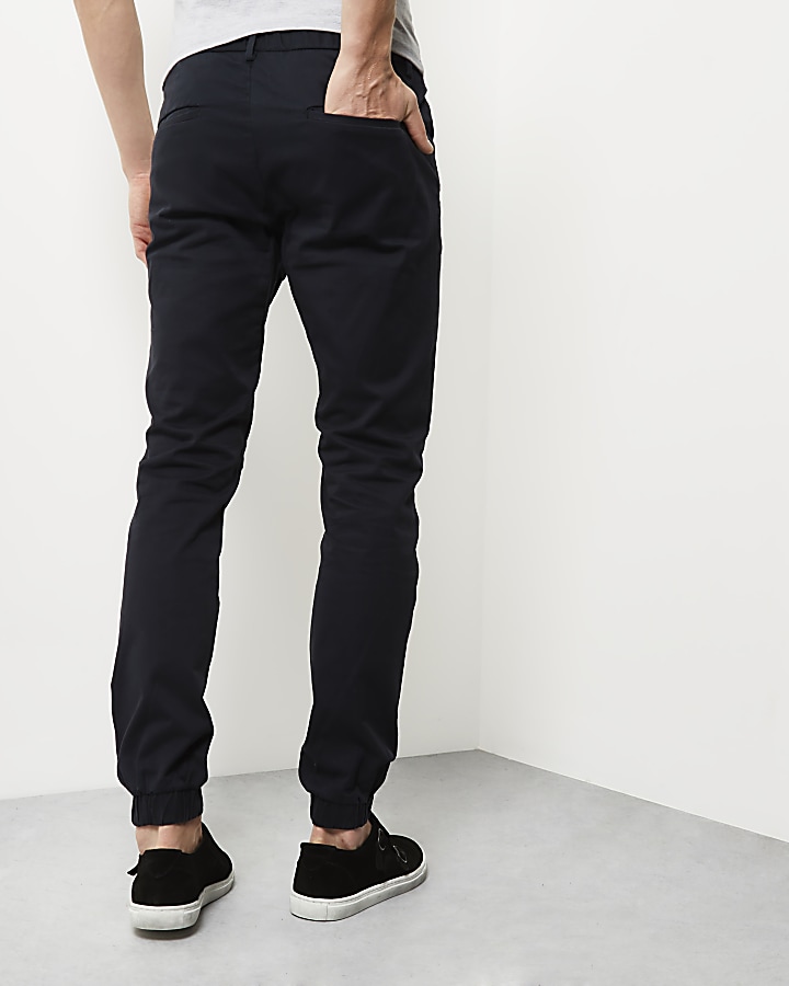 Black tapered cotton joggers