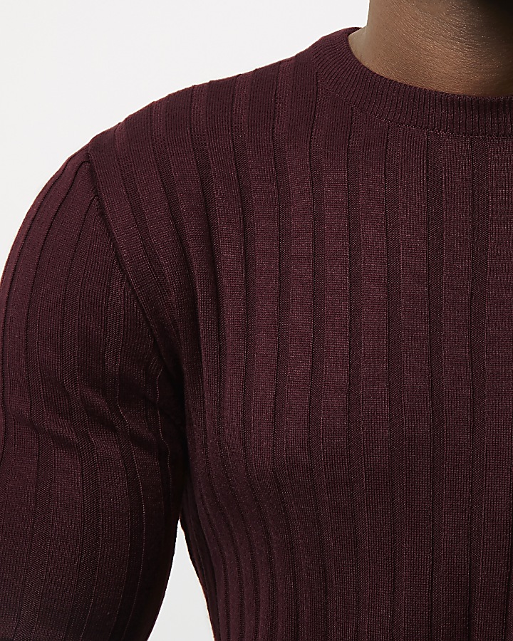Dark purple chunky ribbed muscle fit jumper
