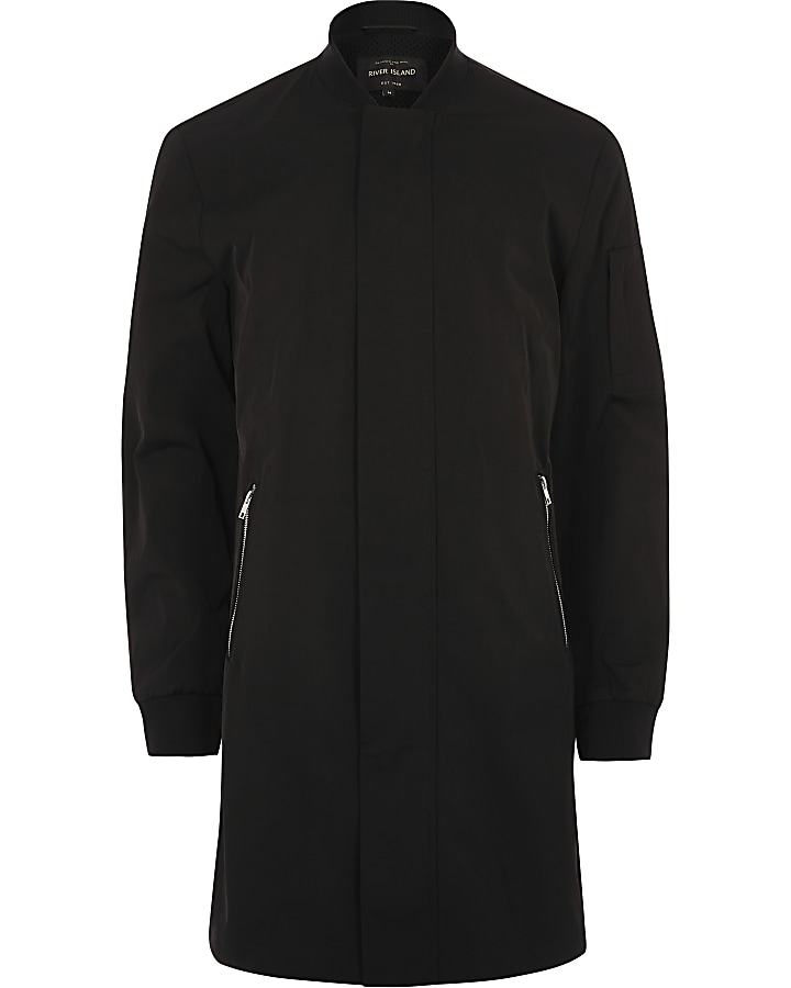 Black longline zip up jacket
