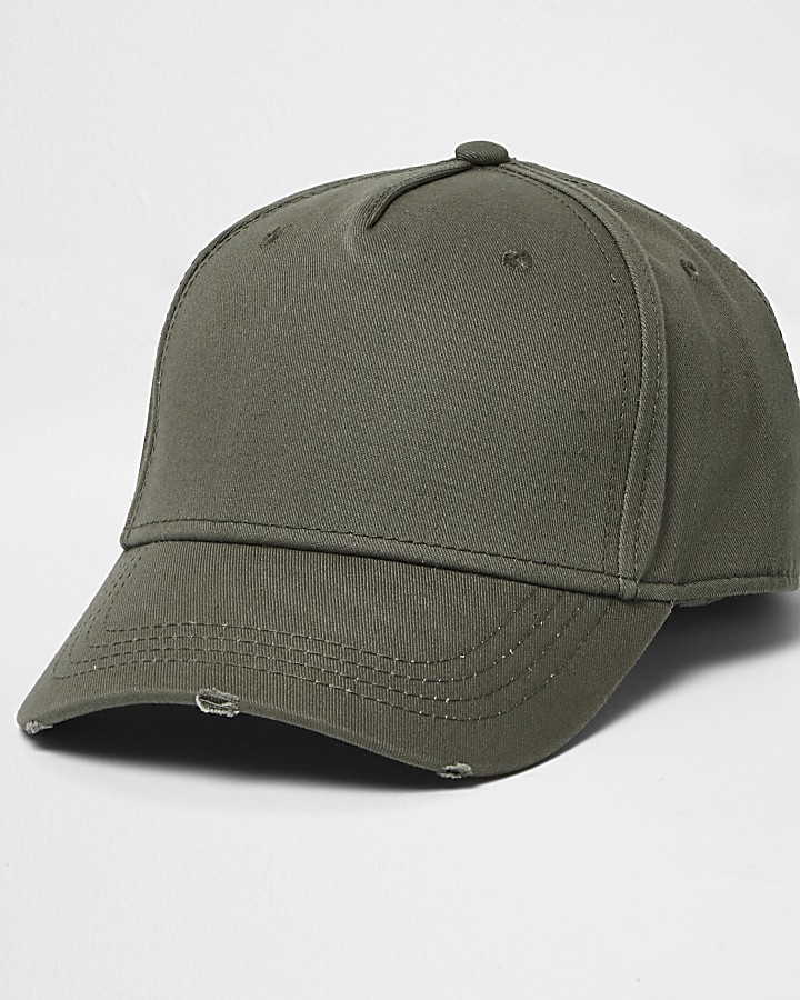 Khaki distressed baseball cap