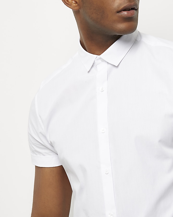 White short sleeve slim fit shirt