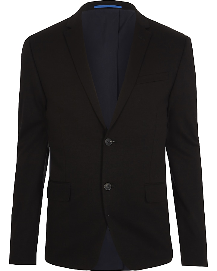 Black jersey skinny fit suit jacket