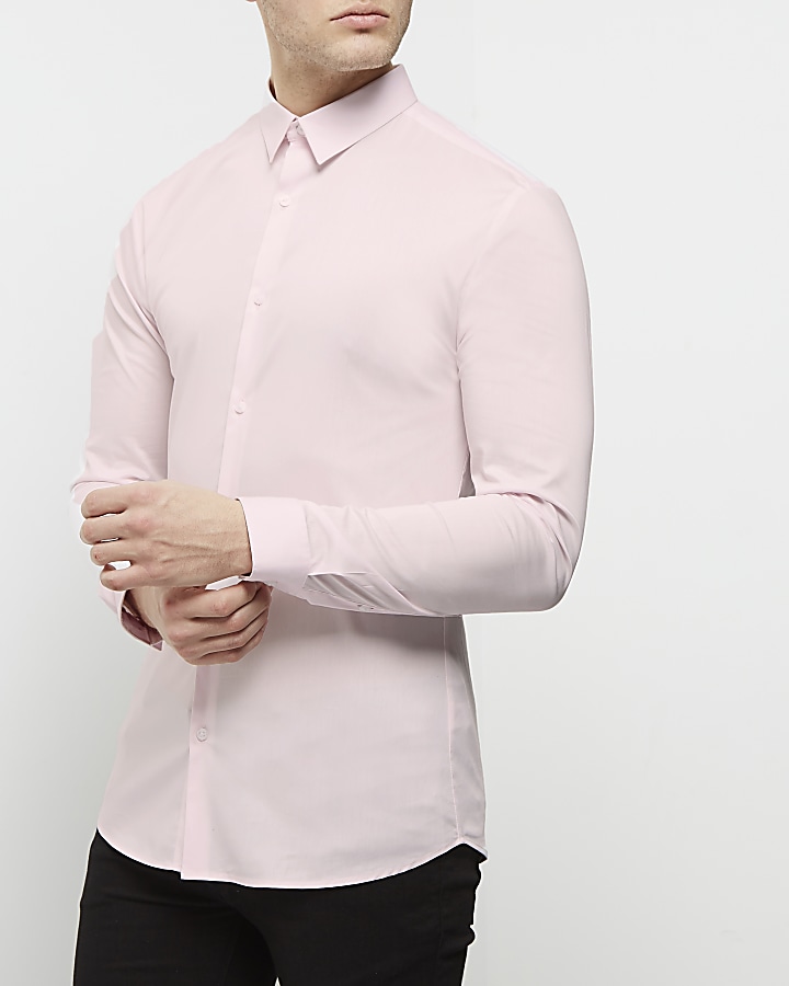 Pink smart muscle fit shirt