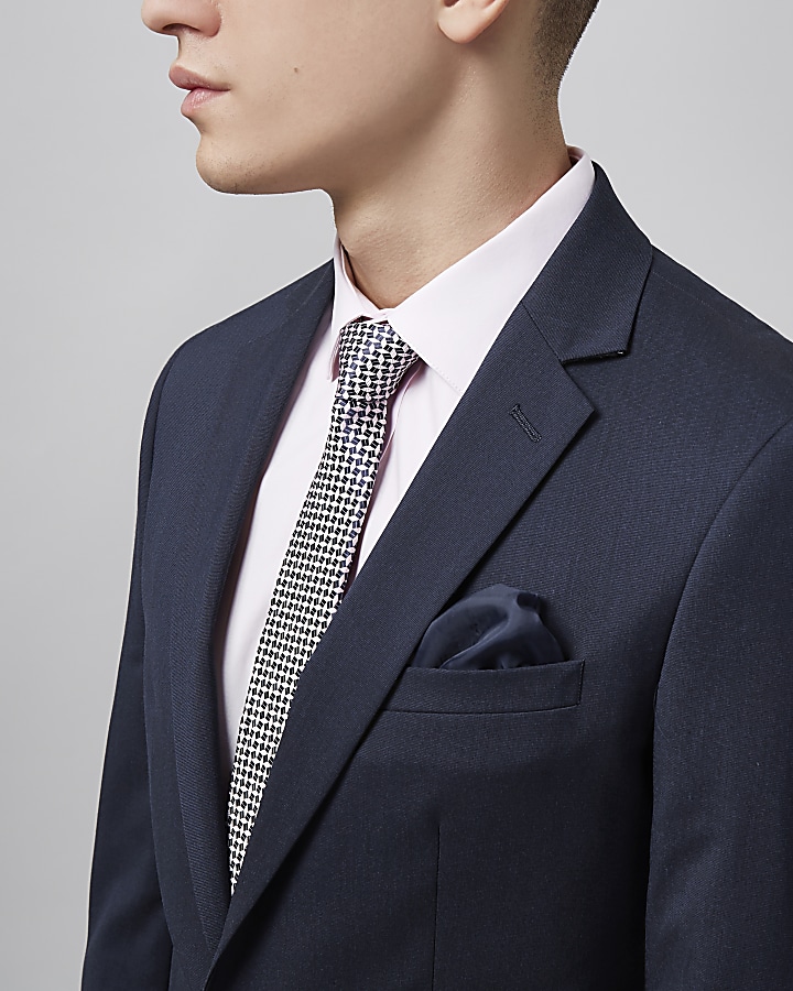 Navy tailored fit suit jacket