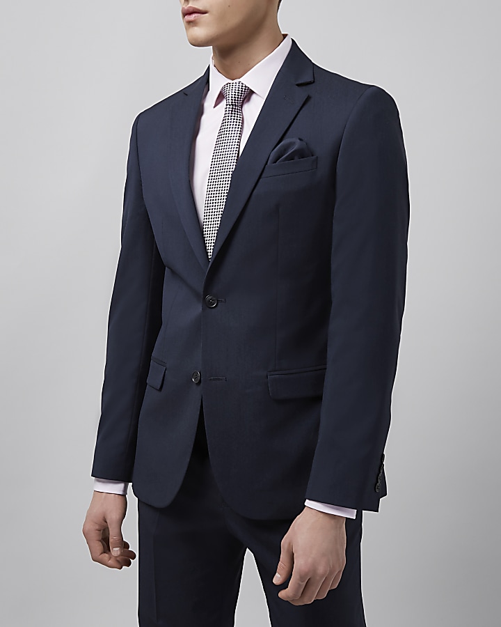 Navy tailored fit suit jacket