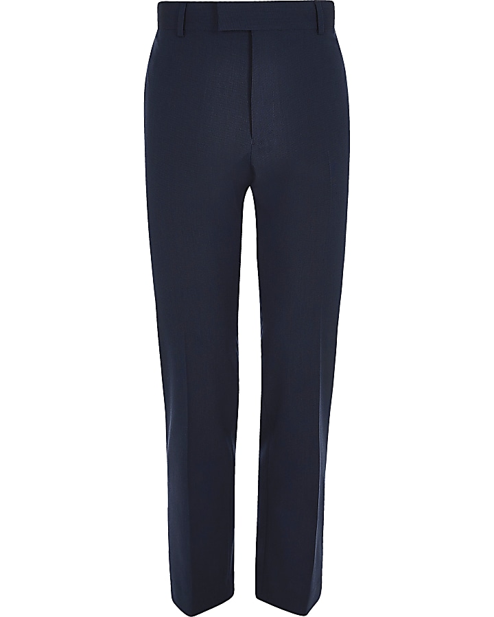 Navy tailored fit suit trousers