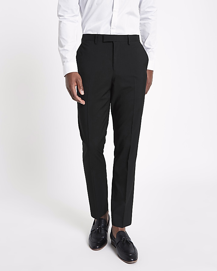 Black slim fit suit trousers