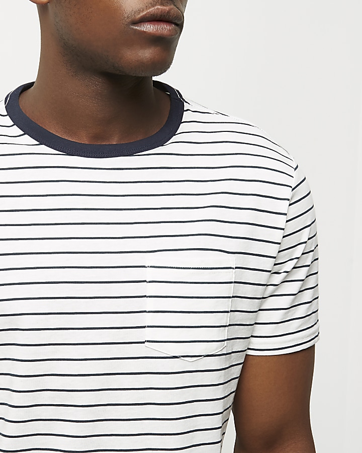White stripe regular fit T-shirt