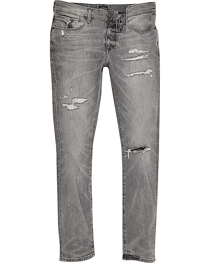 Grey distressed Danny super skinny jeans