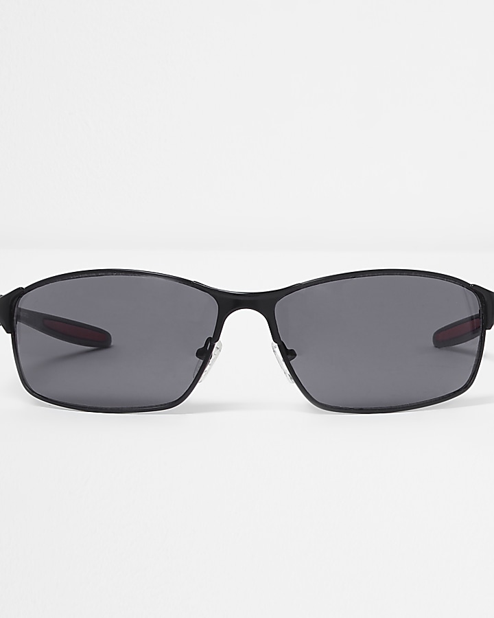 Black rubberised wraparound sunglasses
