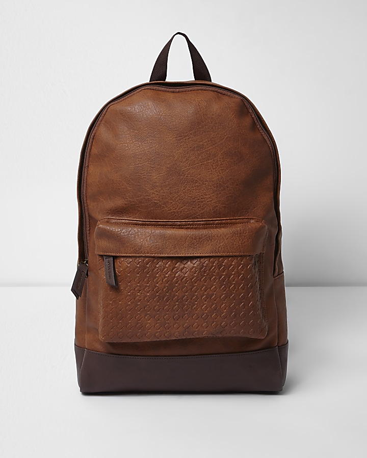 Brown lattice strap backpack