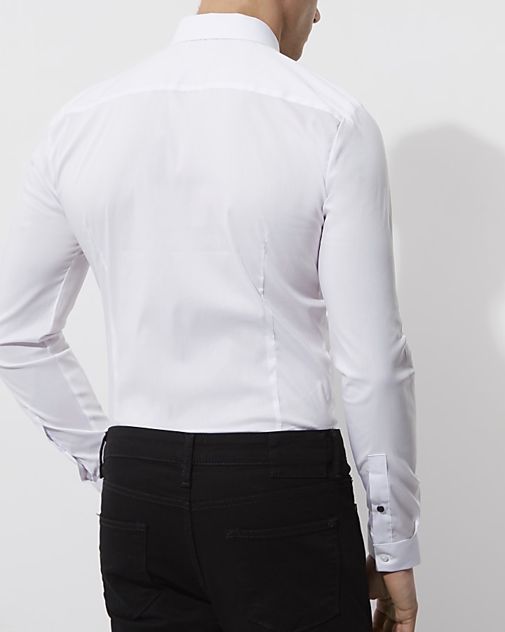 White long sleeve skinny fit smart shirt