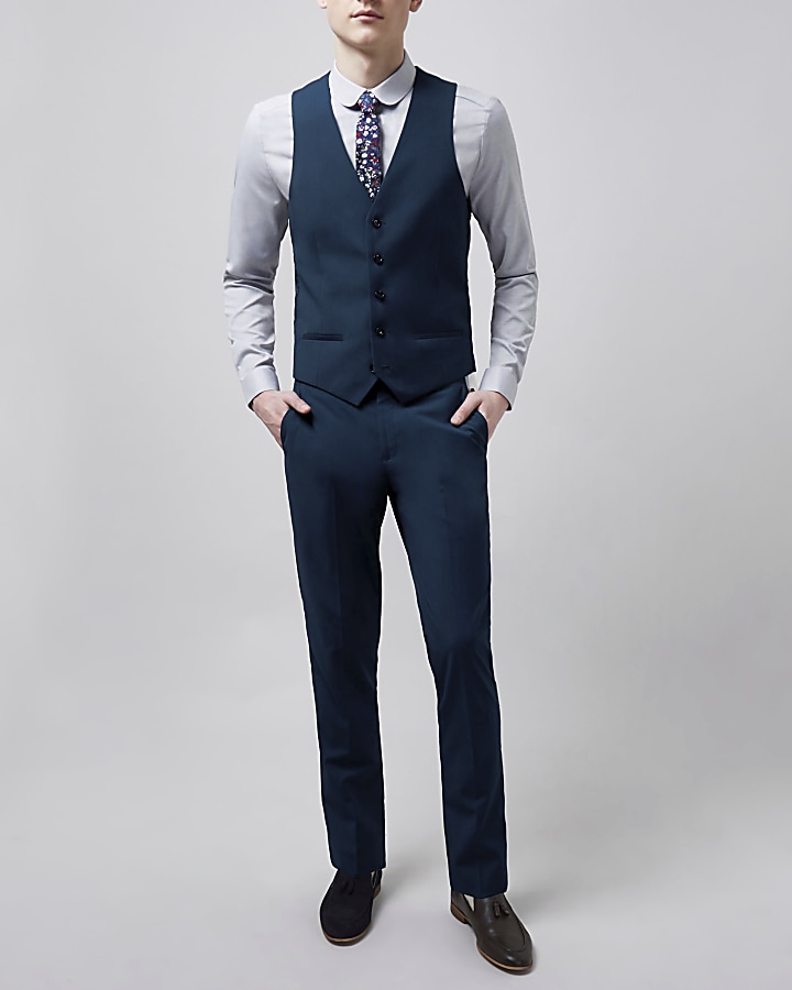 Blue suit waistcoat