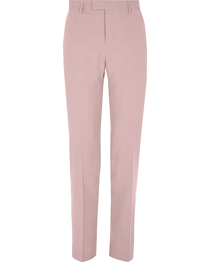 Pink slim fit suit trousers