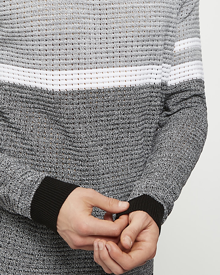 Grey colour block jumper