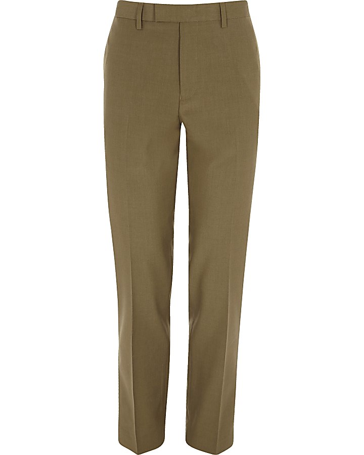 Brown slim fit suit trousers