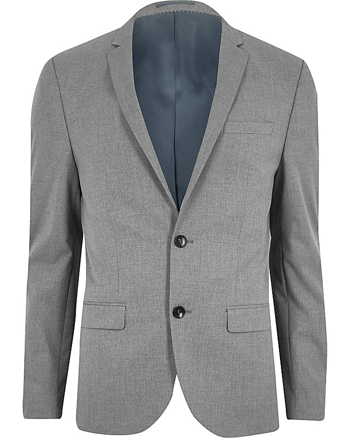 Light grey skinny fit suit jacket