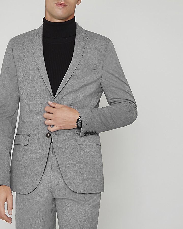 Light grey skinny fit suit jacket