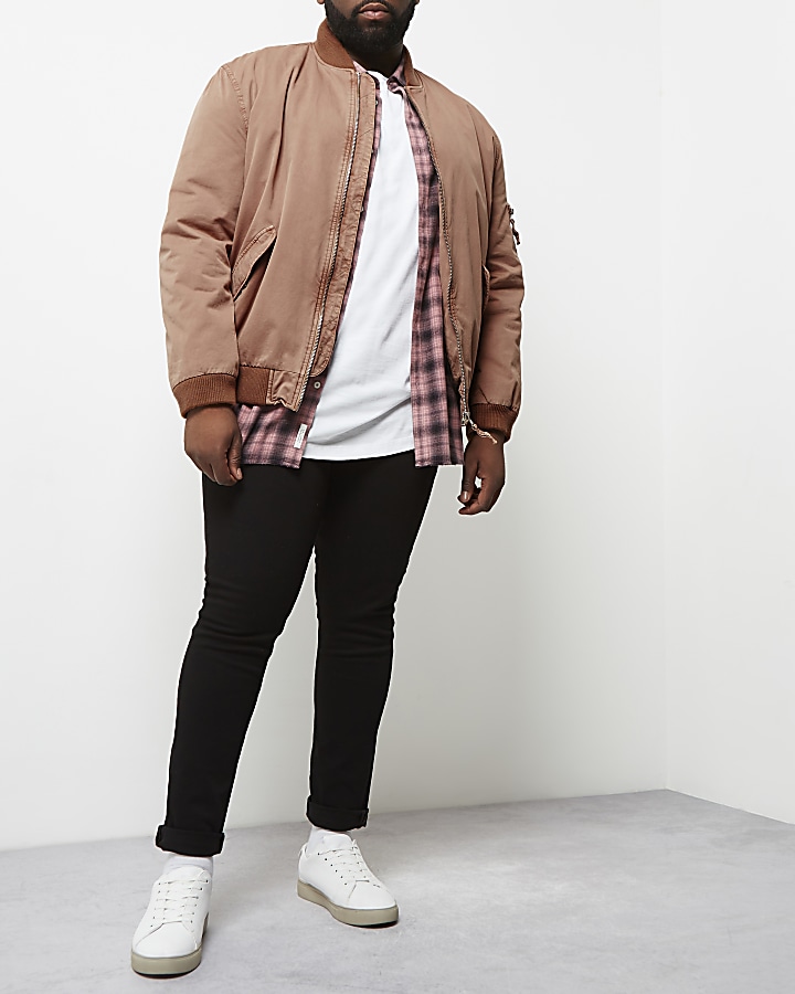 Big and Tall pink washed bomber jacket