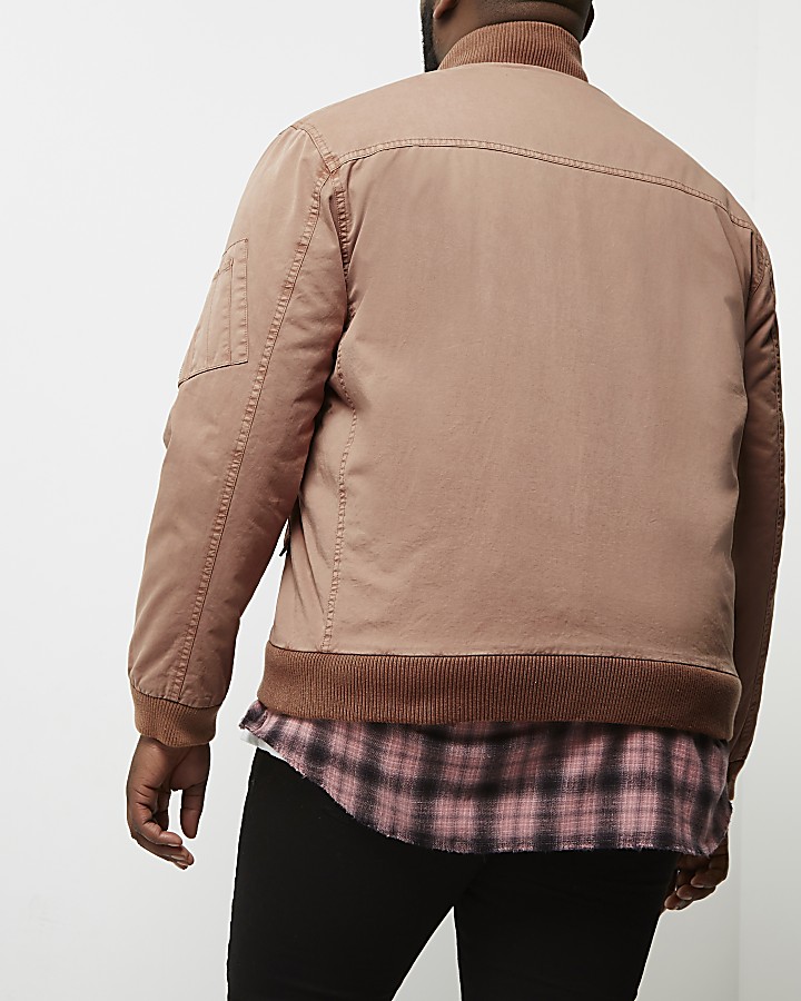 Big and Tall pink washed bomber jacket
