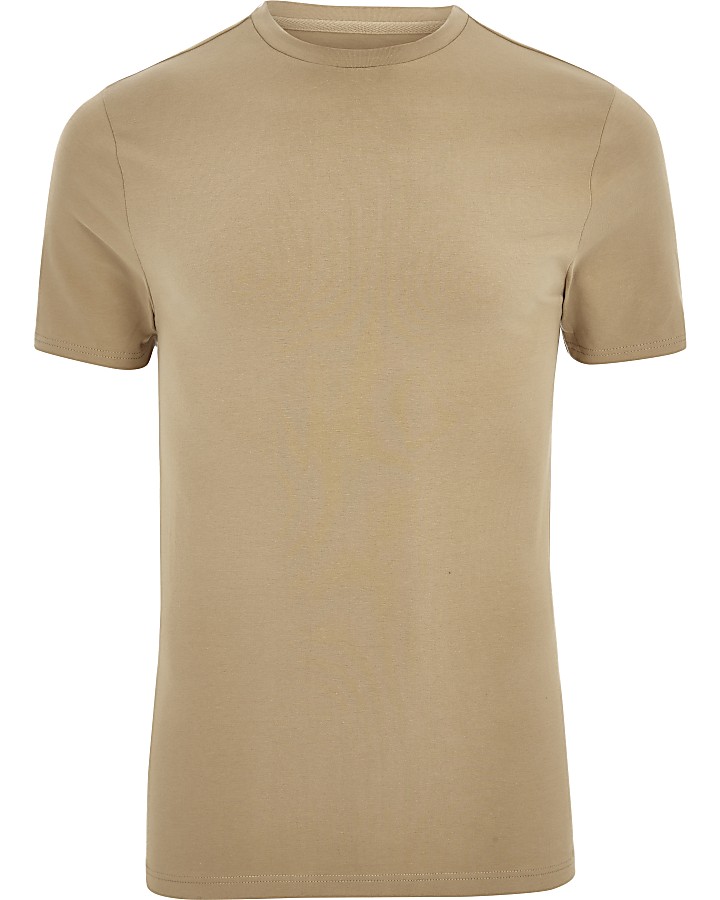Light brown muscle fit T-shirt