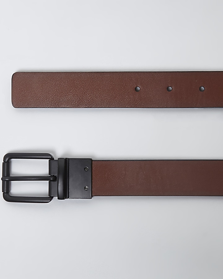 Black two tone reversible belt